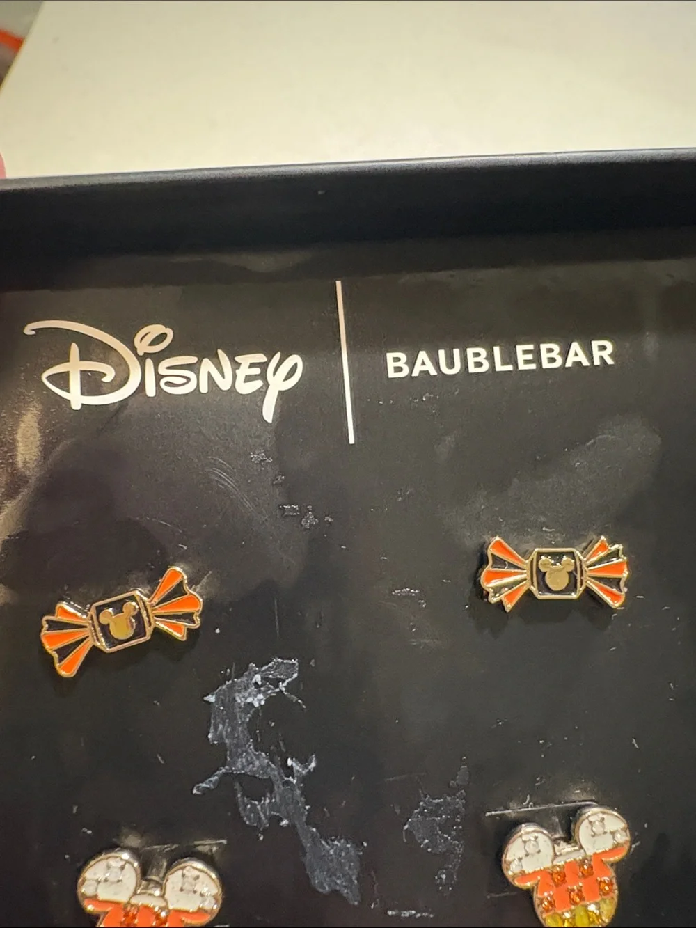 BaubleBar Kids Orange Candy & Mickey Stud Earring Set